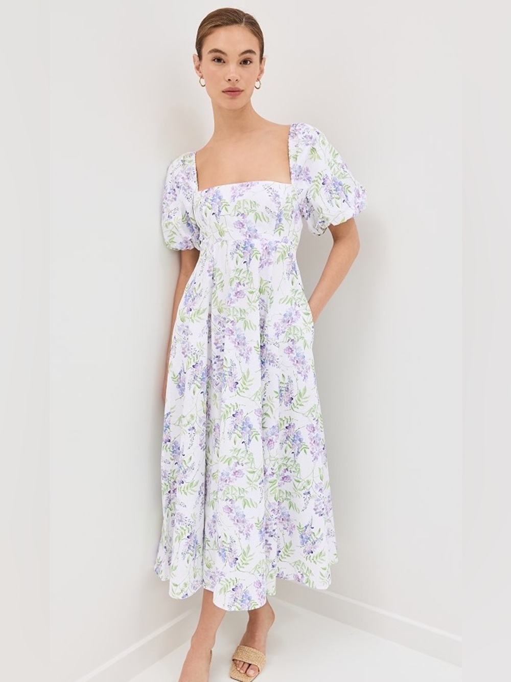 Hill House Home The Matilda Dress Floral Maxi White & Purple Small